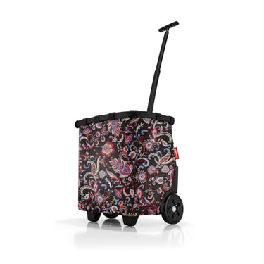 reisenthel carrycruiser Portable shopping trolley with sturdy aluminum frame, shoulder strap, and removable mesh inner pocket. Made of water-repellent material, color: Paisley Black on sale.
